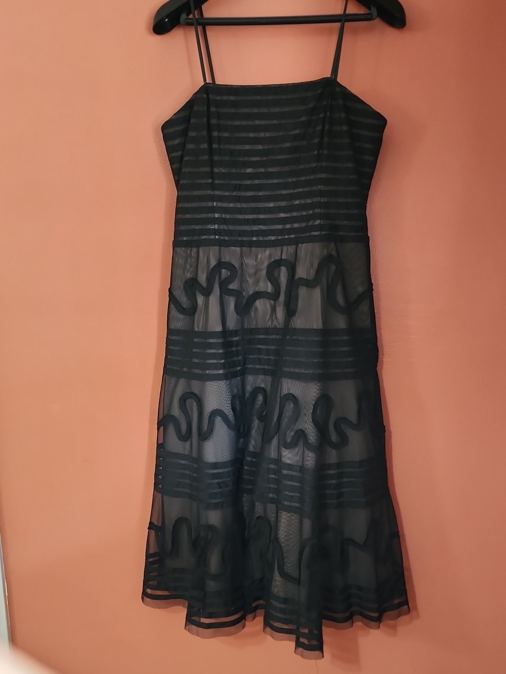 BCBGMaxAzria Black Sheer Strappy Midi Dress